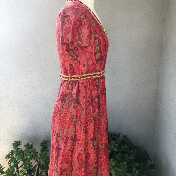 Vtg glam cocktail dress red metallic 8 Gino Charle - Picture 4 of 9